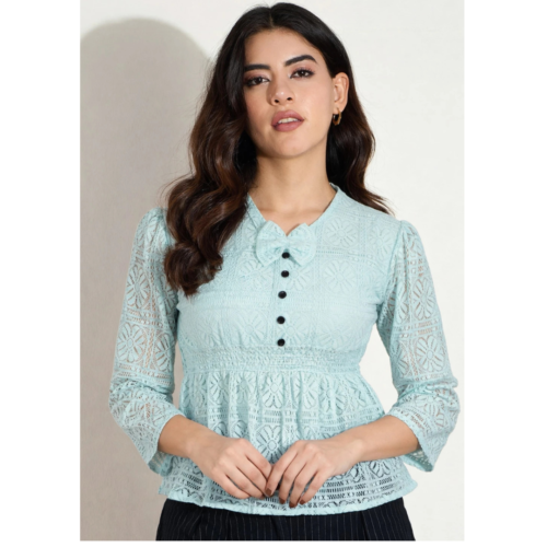 "Women Green Self-Design Top".