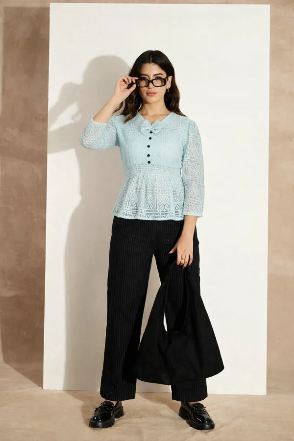 Self Design Women Green Top