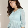 Self Design Women Green Top