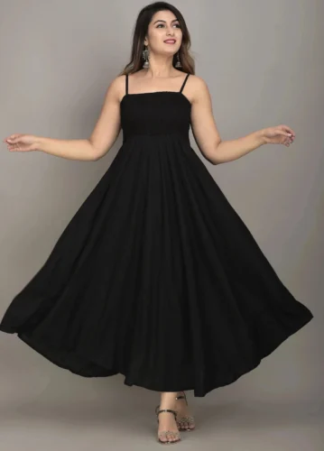 Women Fit and Flare Black Maxi/Full Length Dress