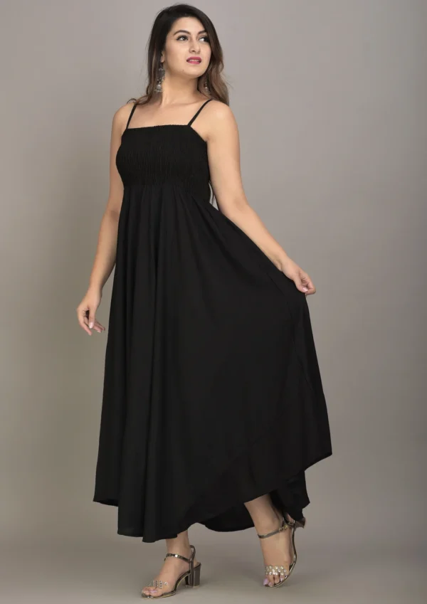 Women Fit and Flare Black Maxi/Full Length Dress